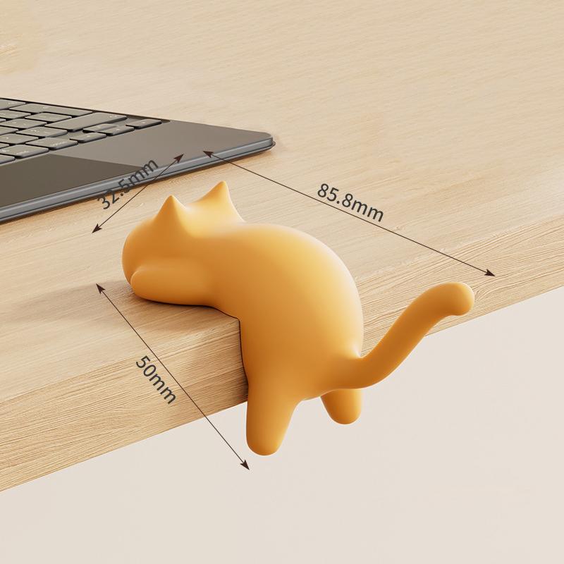 Cute Cat-Shaped Hooks Desktop Key Holder Hooks Desk Ornament Kawaii Office Bag Storage Racks Table Edge Keychain Organizer