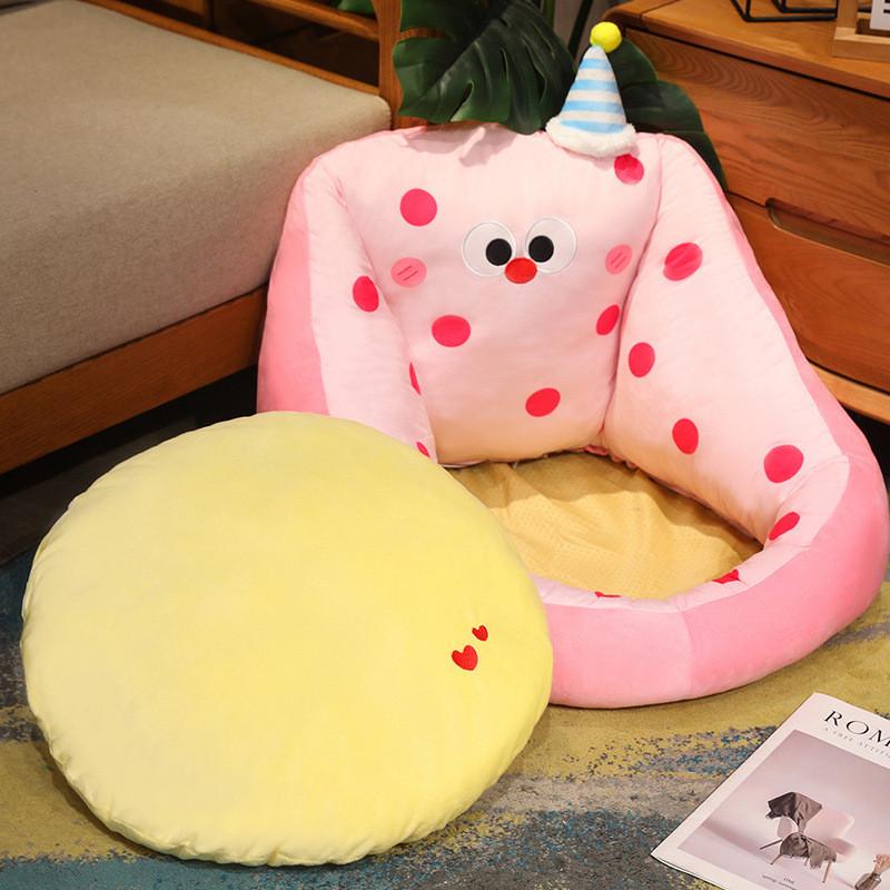 Plush Cartoon Lazy Sofa Seat Cushion With Apple Shaped And Polka Dot Design