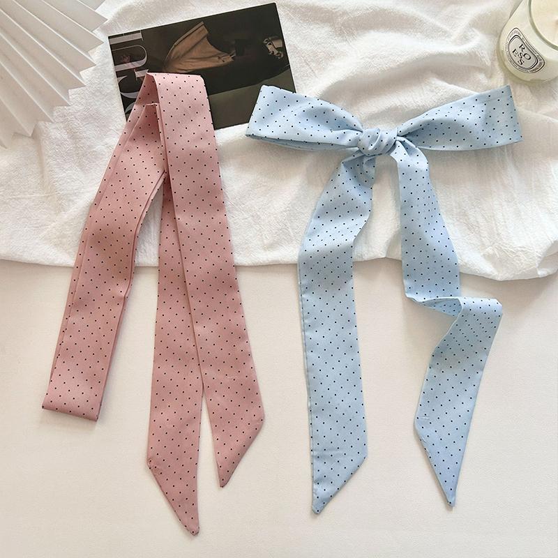 Women Narrow Long Scarf 190X4.5Cm Polka Dot Tie Bag Ribbon Headband Choker Streamer Lady Accessories