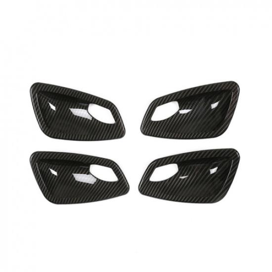 Carbon Fiber Texture Interior Door Handle Bowl Trim Cover For BMW E90 2005-2012