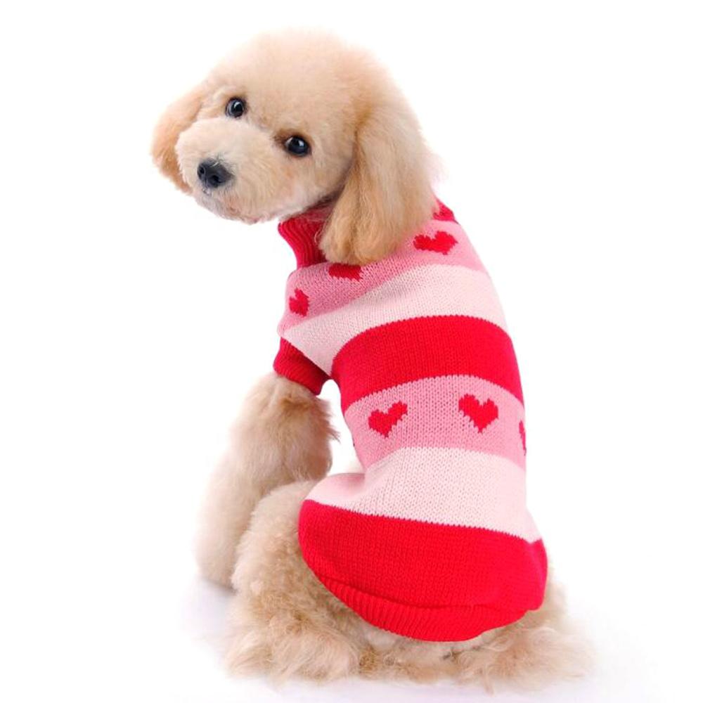 Cute Red Striped Acrylic Dog Sweaters Small Pet Jumper for Winter Season GorisPet