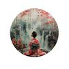 Round Aluminum Metal Sign Wreath Decorative Sign Bedroom Decoration Gifts Japanese Kimono Theme For Bar Club Home Wall Decor