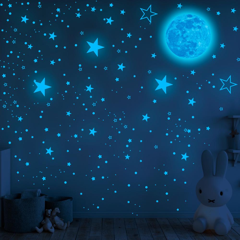 Glowing Luminous Stickers Set: 1049pcs Self-Adhesive Moon, Stars, and Dots Fluorescent Wall Décor