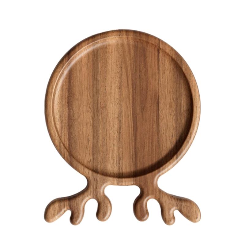 Świąteczny drewniany talerz do serwowania w kształcie poroża renifera, talerz na przystawki, owoce, naczynie, deska do charcuterie, dropshipping