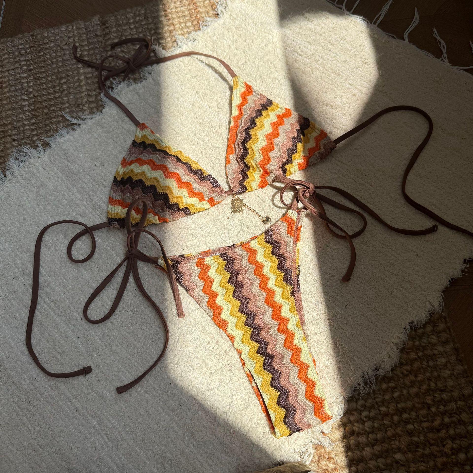 

2026 Stripes Gradual Change Bikini Summer Beach Bikini Swimsuit Women L