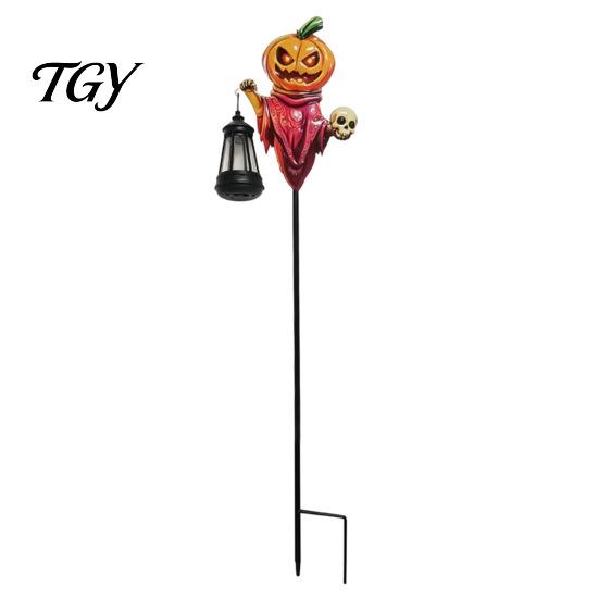 Solar Powered Garden Decor Halloween Pumpkin Stake Light, Metal Decorative Stakes, IP65 Outdoor Decorations Waterproof LED Landscape Lamp for