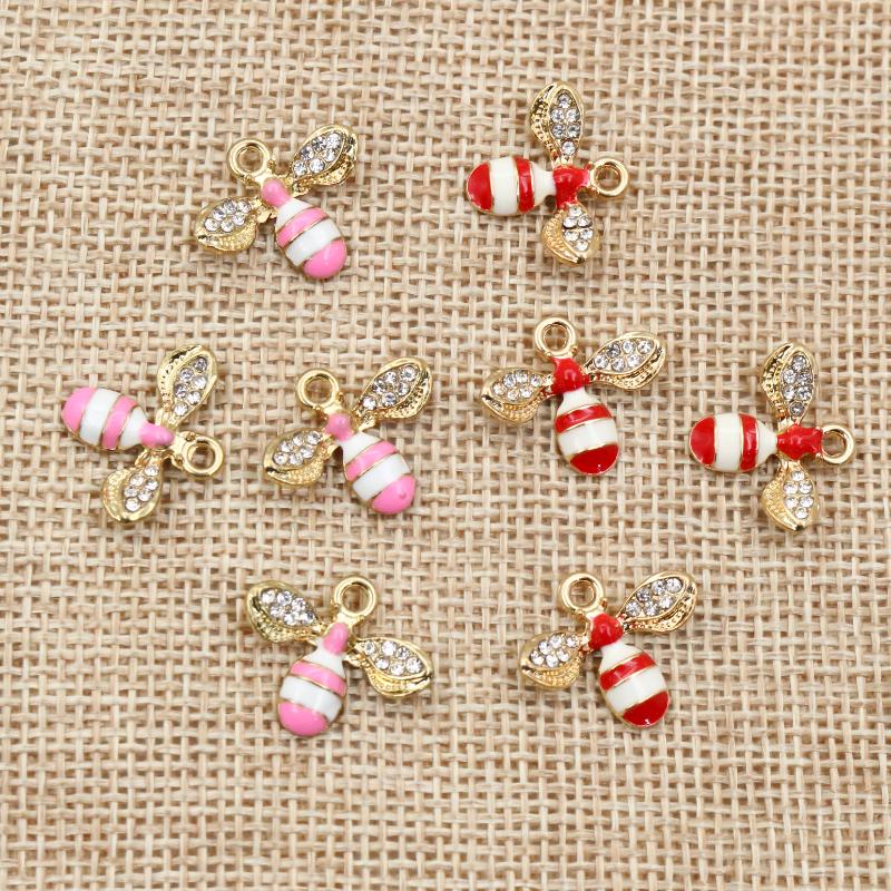 10pcs 14x16mm Enamel Bee Charm for Jewelry Making Cute Earring Pendant  Handmade Charms