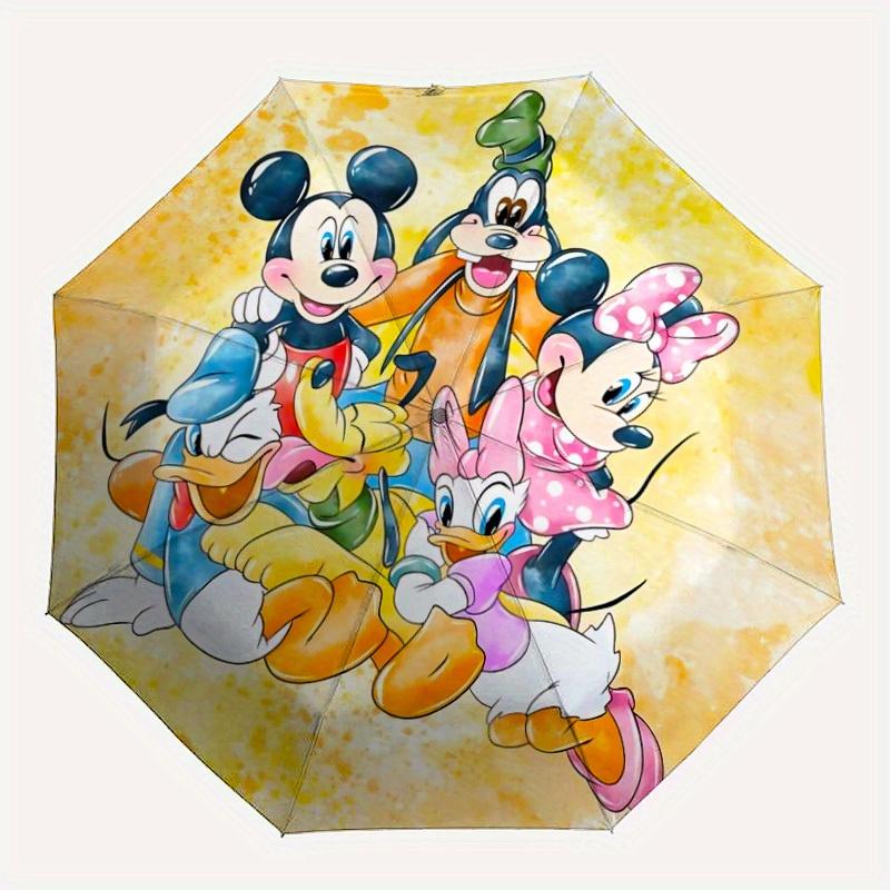 1pc Mickey, MinnieDesign Automatic Open/close Folding Umbrella - Compact Travel Umbrella, Heavy-Duty 8-Rib Construction