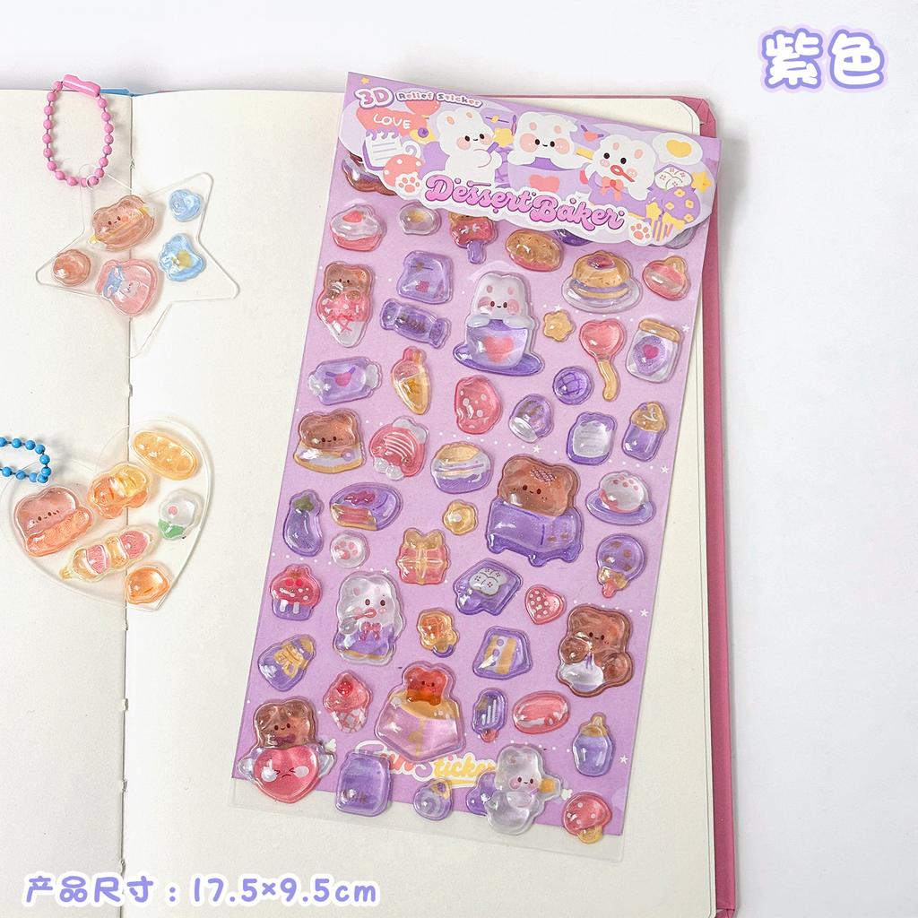 Kawaii 3D Relief Cartoon Droplet Decorative Stickers Fun Collage DIY Handmade Aesthetic Stationery Stickers