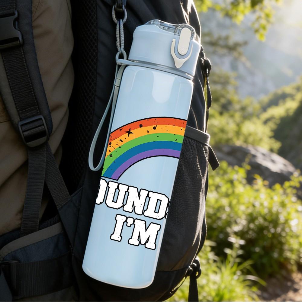 1PC Sounds Gay I'm In Letter Print 750ml Color Plastic Sports Water Bottle Leakproof Flip Straw Lid Suitable for Sports Office Home Use