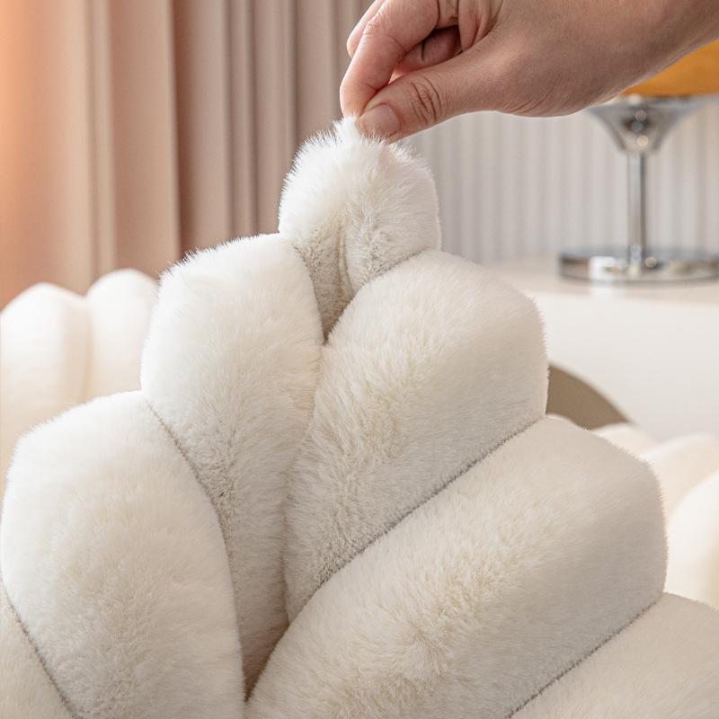 High-Grade Striped Rabbit Plush Sofa Cushion Winter  New Non-Slip Seat Cushion Solid Wood Leather Cover Cross-Border