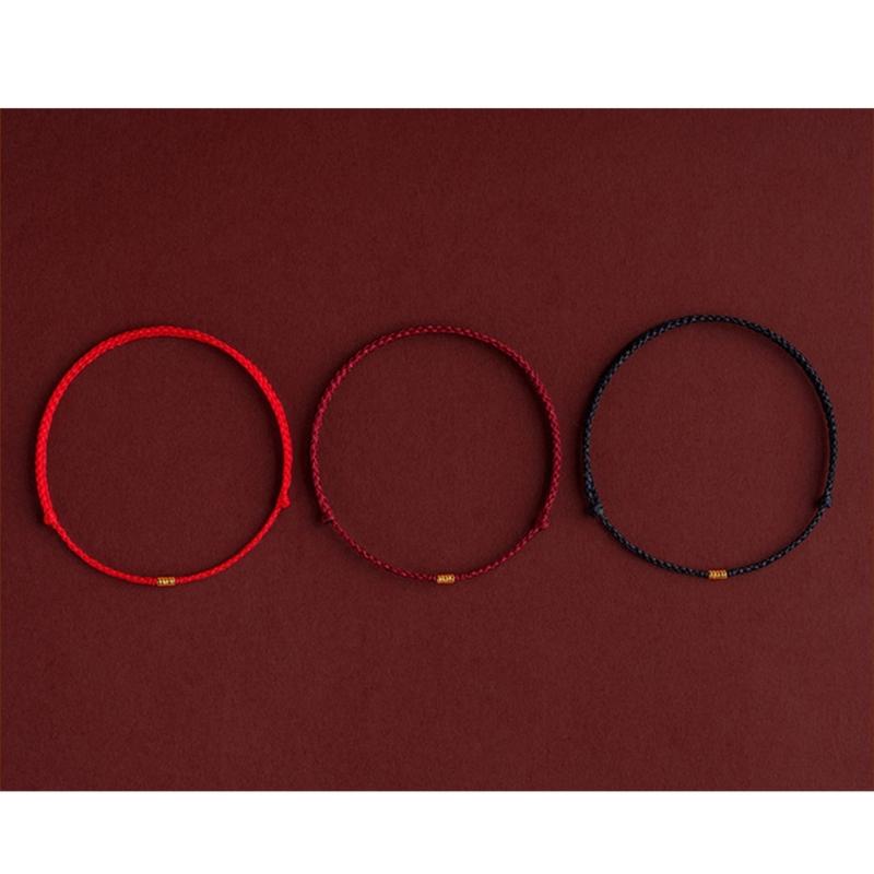 Handcraft Lucky Red Rope Bracelet with Gold Beads Adjustable Length Handchain Bracelets for Women Wrist Wrap Bracelets