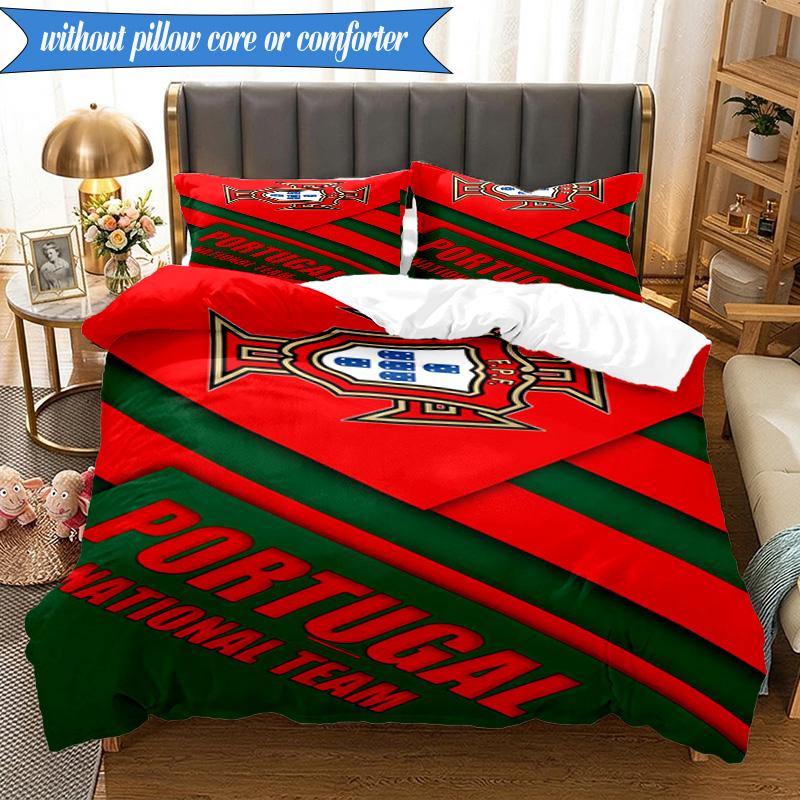 3PCS Portugal's National Emblem Bedding Set 2D Printing (Includes 1 Duvet Cover + 2 Pillowcases Coreless), Bedroom decor,Fan gift