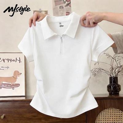 T-shirt Polo plissé style MJ pour femme