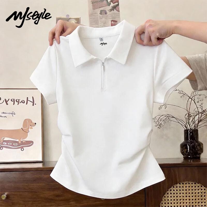 MJ STYLE Women s Pleated Polo T-Shirt M