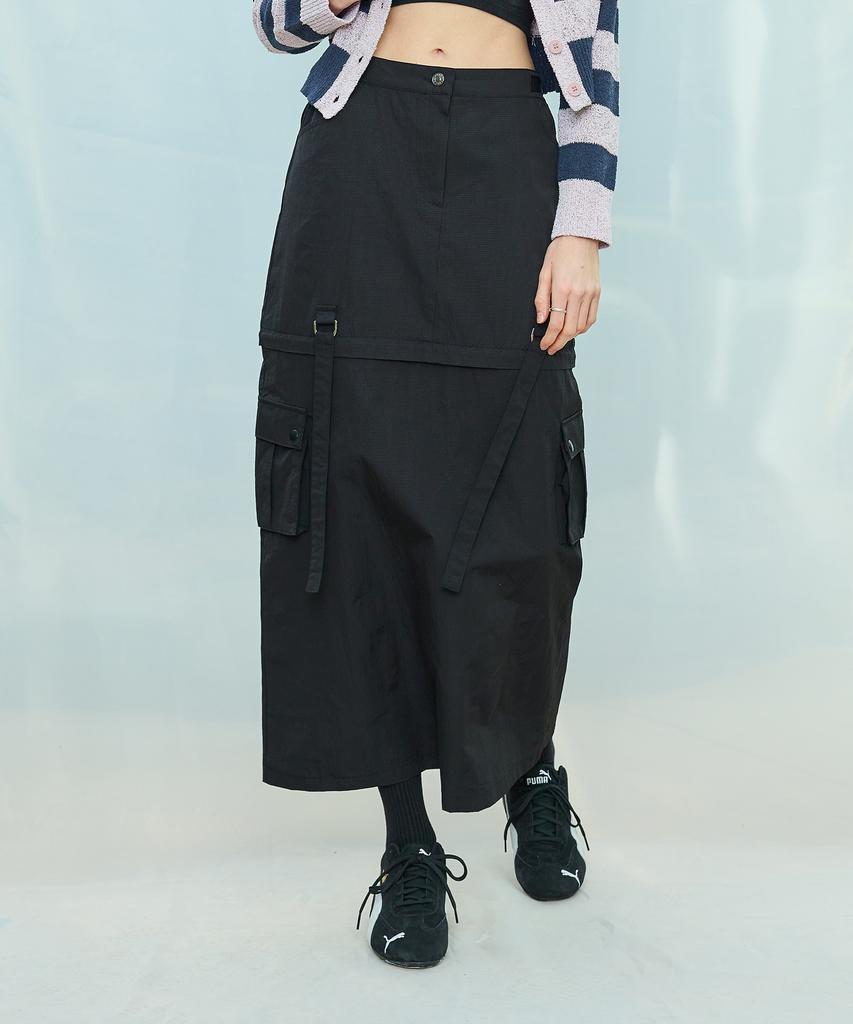 LARTIGENT L9 2-Way Nylon Long Skirt(Black)