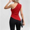 Women'sfashionable Casual Sleeveless Sloping Neck One-shoulder Pullover Top