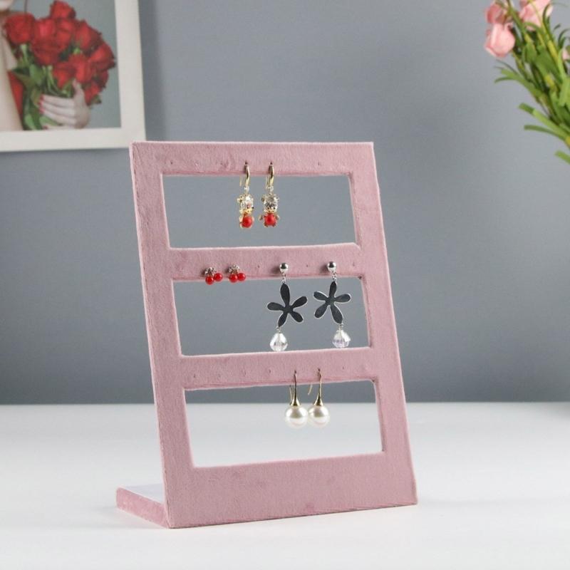 Pink Jewelry Display Props Elegant Jewelry Stand Velvets Fabric Material Jewelry Display Tray for Rings Earring Necklace