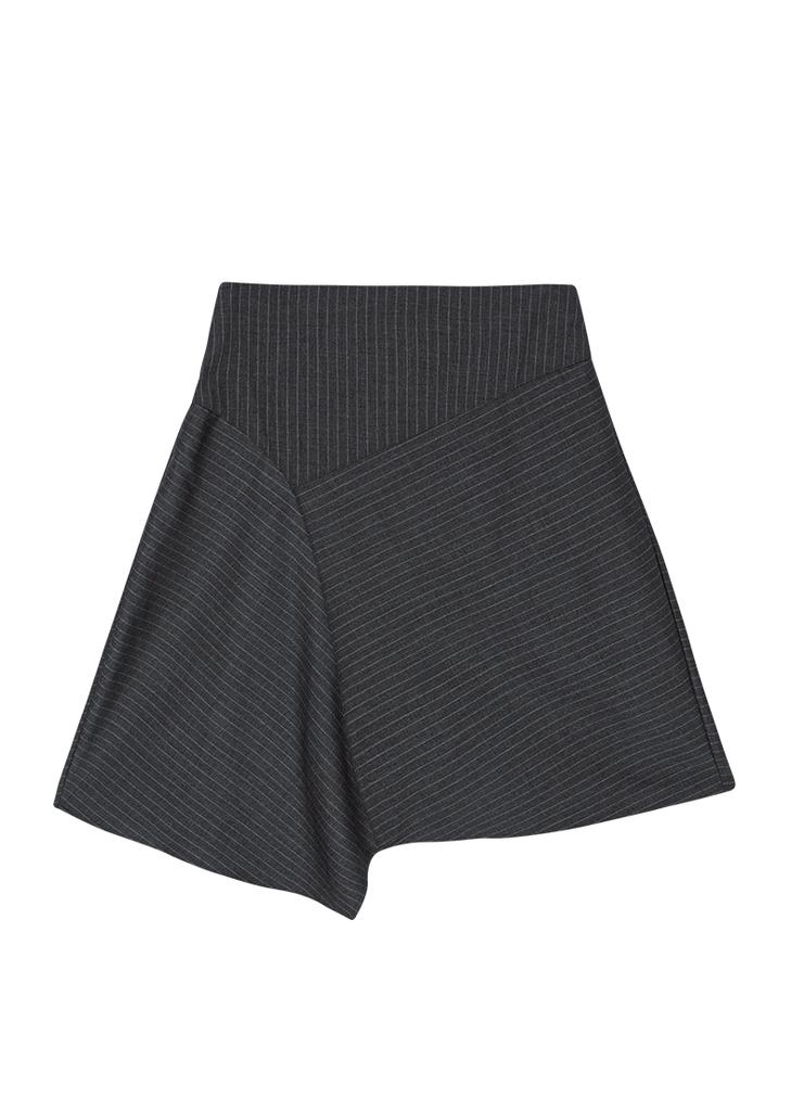 Aejeuon Preppy Unbalance Skirt/Gray