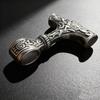 HNSP Nordic Odin Viking  Mjolnir Stainless Steel Pendant Necklace For Men Vintage Runes Thor Hammer  Accessories