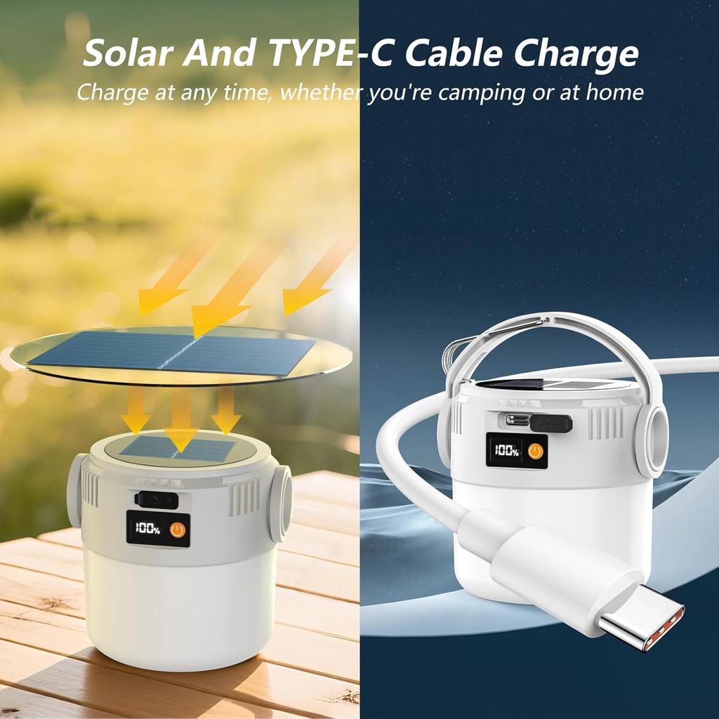 Solar Light Bulb Camping Light LED Solar USB Rechargeable Flashlight Tent Hanging Bulb For Outdoor Camping Supplies