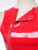 Ladies Glossy PU Leather Crop Top S-3XL Front Double Zippers Sleeveless Slim Tank Top for Club Rave Party Nightwear