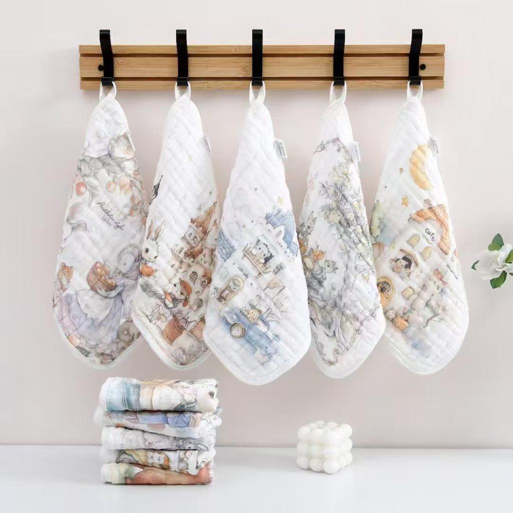 Pure Cotton Baby Bib & Gauze Towel Set for Newborns and Toddlers