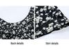 French Black Floral Puff Sleeve Camisole Dress for Women - Summer Seaside Vacation Style