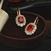 3-Carat Red Corundum Pigeon Blood-red Gold-plated Dense Diamond-encrusted Lace Earrings, Versatile Temperament Niche Light Luxury Ear Jewelry 2026