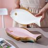 Ceramic Fish Plate Phnom Penh Green Creative Fish Shaped Porcelain Plate Household Salad Dessert Long Dish Kitchen Tableware