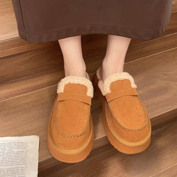 Women's Slippers Winter Cotton Casual Flats Platform Thick Bottom Comfortable Woolen Slippers Shoes for Women