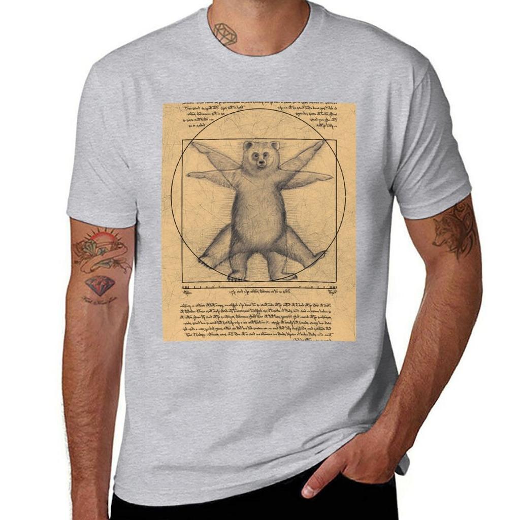New The vitruvian bear TShirt boys t shirts Aesthetic clothing mens plain t shirts