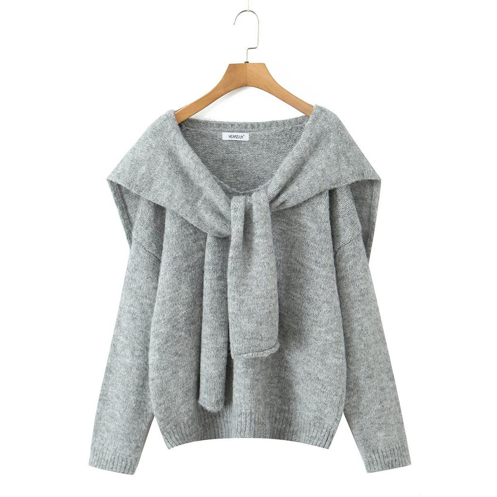 French Autumn Gentle Style Soft Knitwear Pullover and Shawl Two-Piece Set Sweater Top