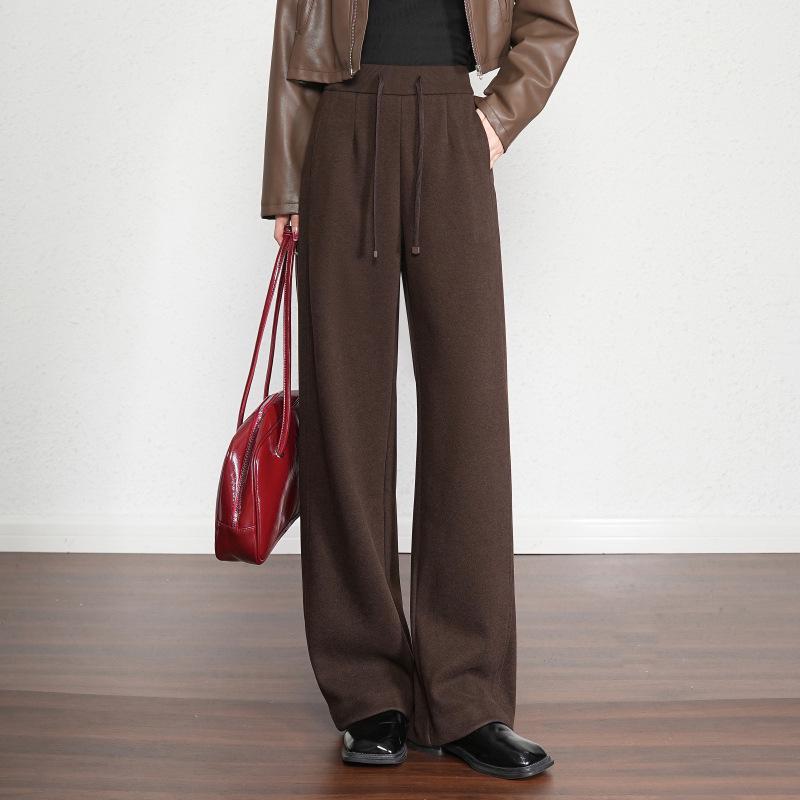 Brand New Women's High-Waisted Wool Wide-Leg Pants: Stylish, Versatile, Slimming, and Casual.
