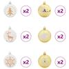Christmas Ornament Set 40 pcs White & Gold Plastic