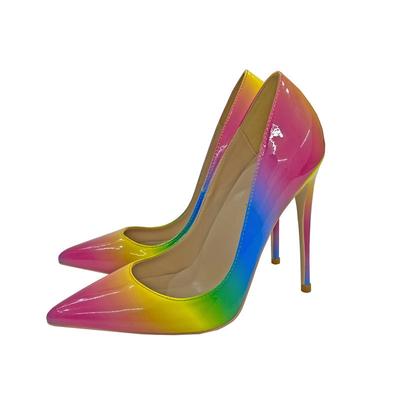 Neue bunte High Heels 12CM 10cm 8CM Spitz zulaufender dünner Absatz Flacher Ausschnitt