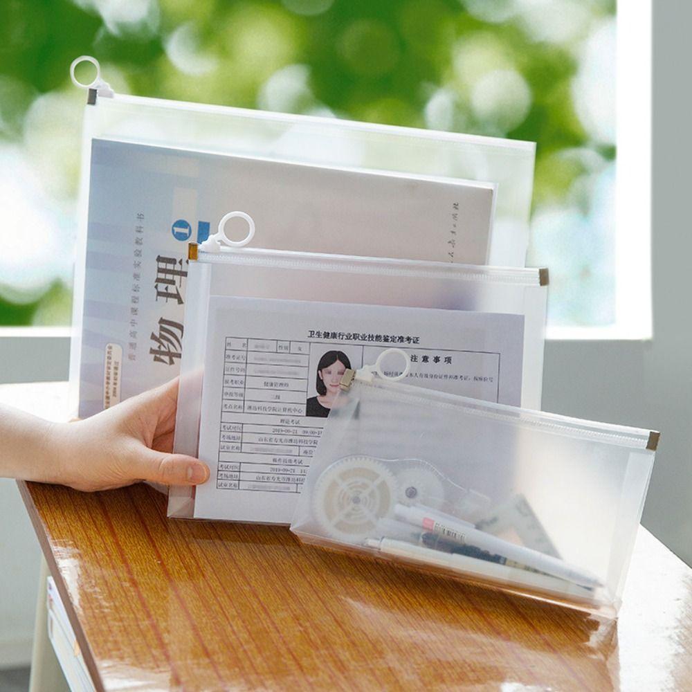 Zipper Design File Bag Transparent Document Folder Multifunctional File Folder  School Office