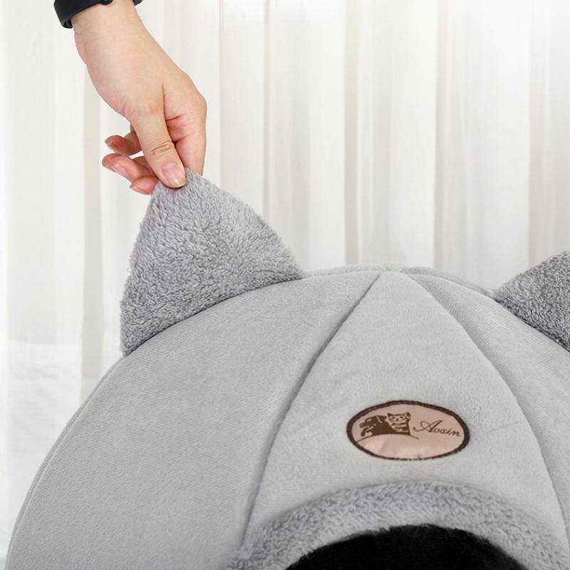 Casă de pat pentru pisici cu covoraș rezistent la apă Casă de cuib pliabilă pliabilă pentru pisici Cățeluș Pătuș din lână caldă Cort pentru animale de companie Peșteră confortabilă