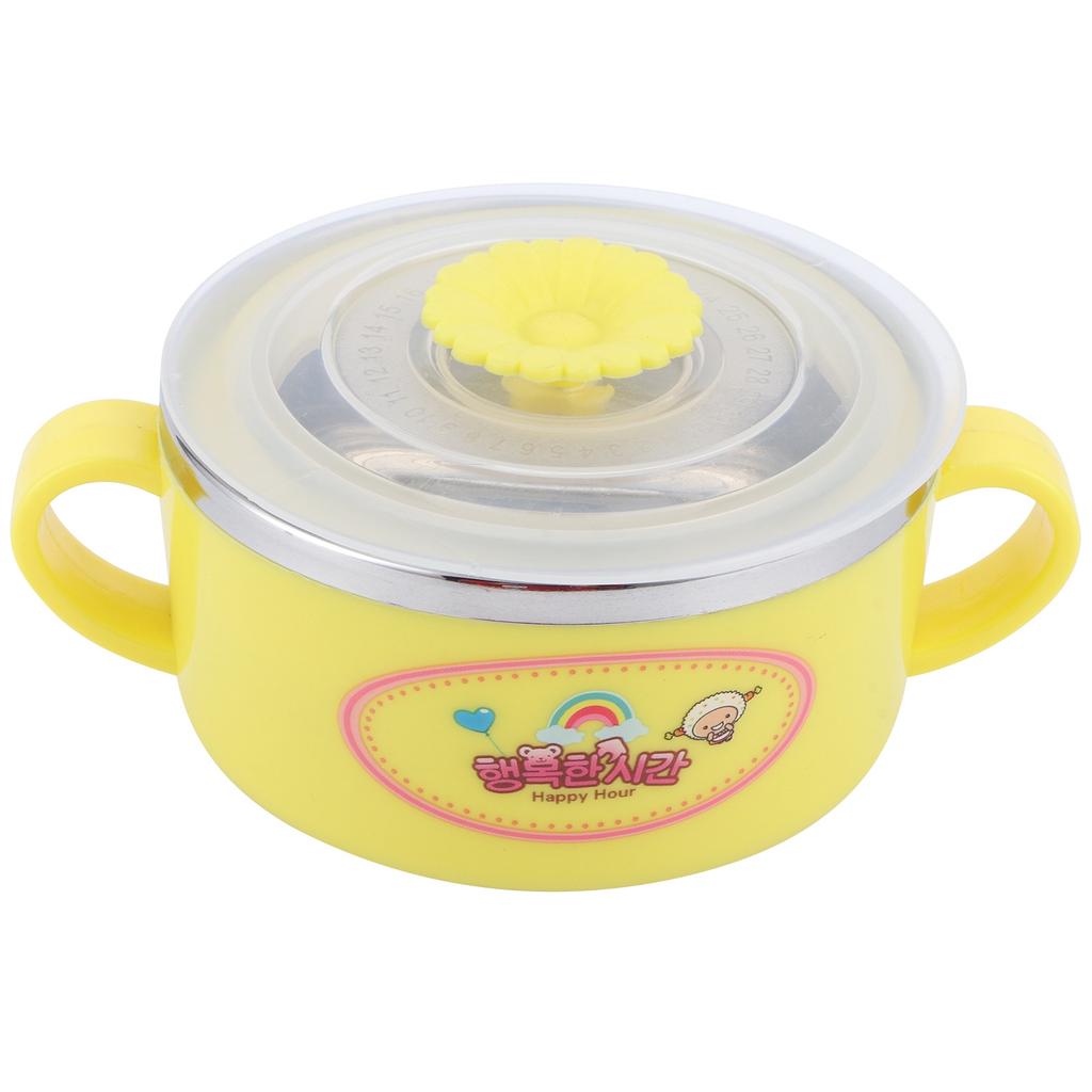 Baby Children Bowl Cartoon 304 Stainless Steel Rice Feeding Bowl with Lid Tableware