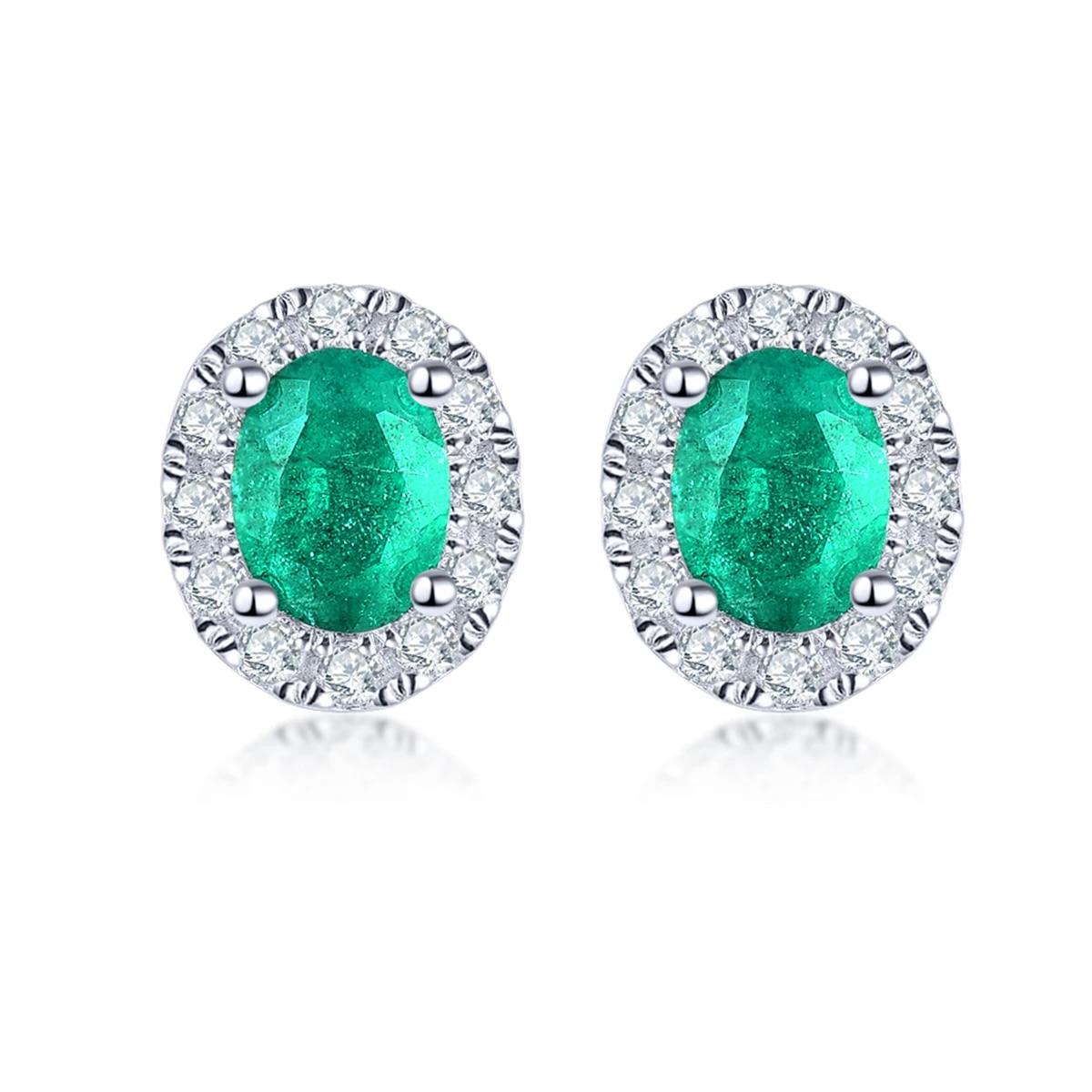 

Изумрудные серьги-гвоздики из стерлингового серебра 0,4 карата с натуральным драгоценным камнем для женщин, ювелирные украшения