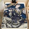 1PC Black Butler Print Flannel Blanket, High Quality All Seasons, Home Decor, Warmth and Comfort, Perfect for Christmas Gifts