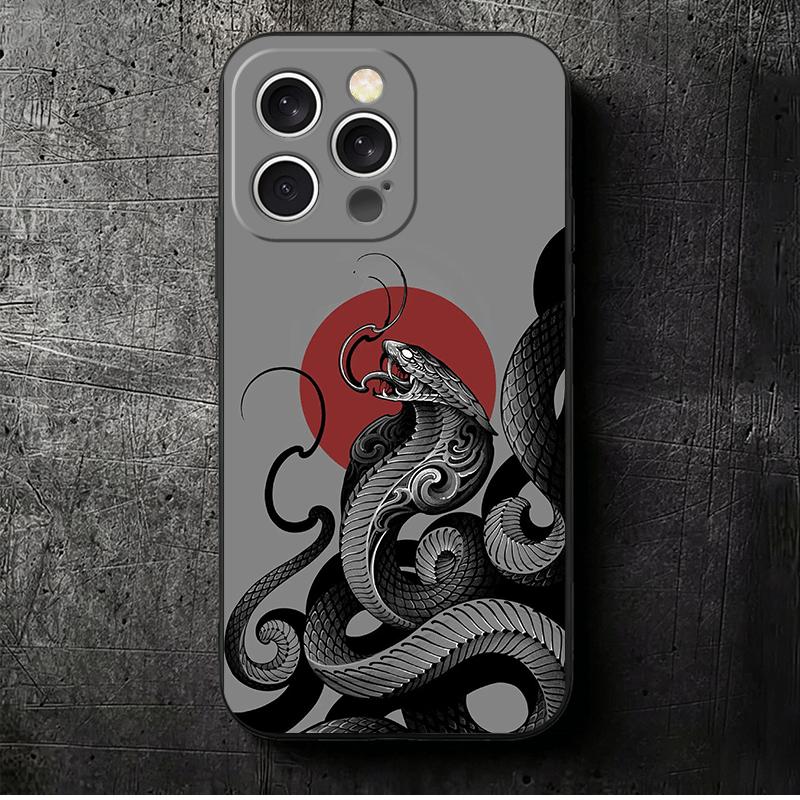 

Black Snake Doodle Soft Phone Case for iPhone 16 16E 17 Air 15 Pro Max 14 Plus 13 Mini 11 12 7 Black Cover Back Shell iPhone 16 Pro