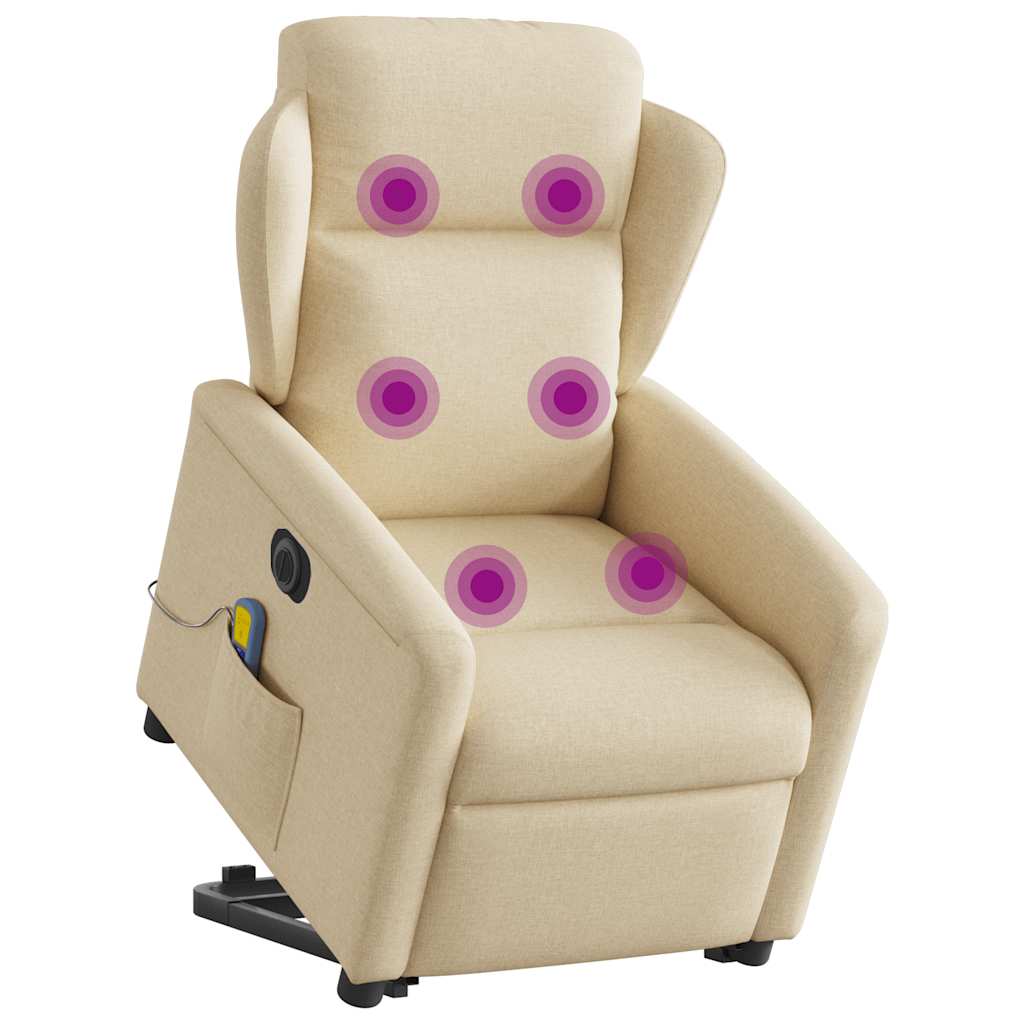 Electric Massage Recliner with Rising Function Cream Fabric