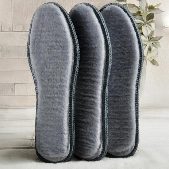 2 Pairs Winter Insoles Thick Fleece-Lined Warm Shoe Pads with Anti-Slip & Moisture-Wicking Comfortable Cushion for Boots Shoes