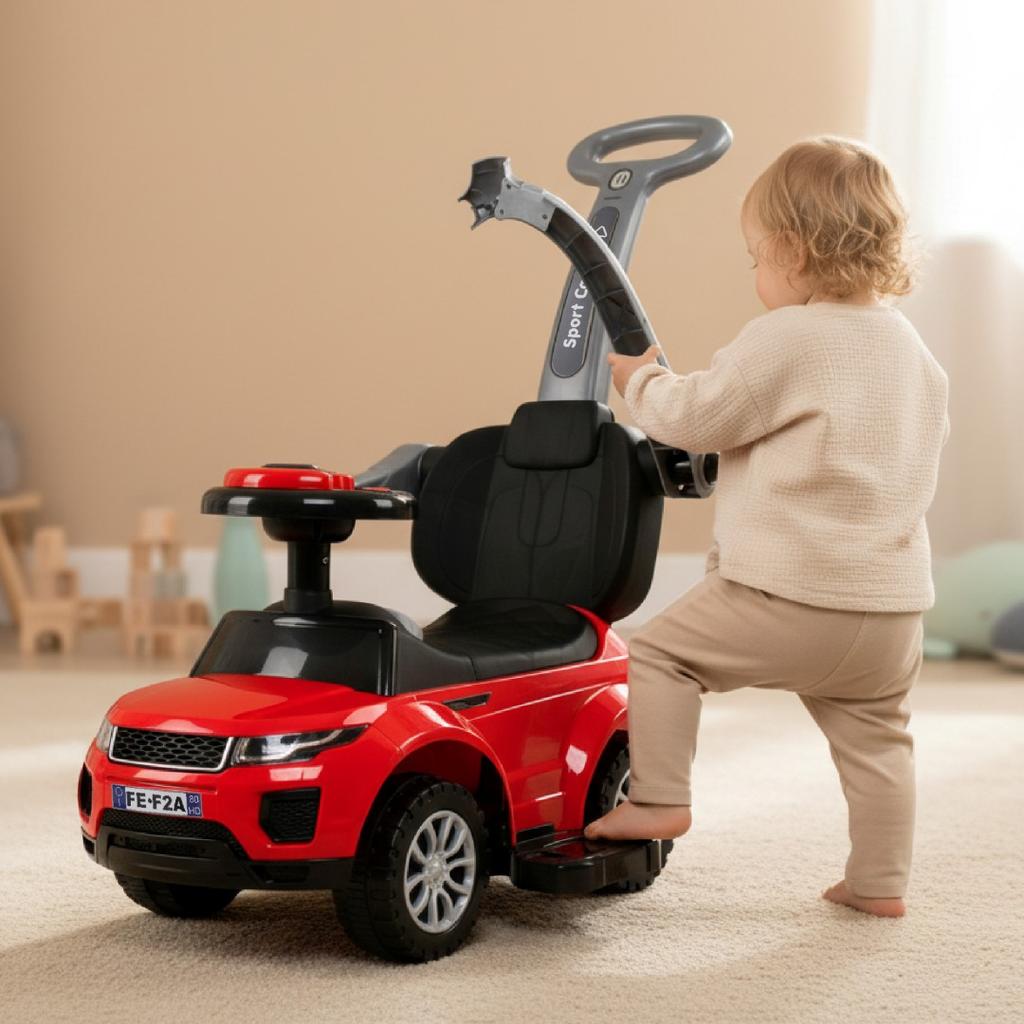Jeździk Pchacz Chodzik Dla Dziecka Z Rączką I Obejmą Sport Car Czerwony