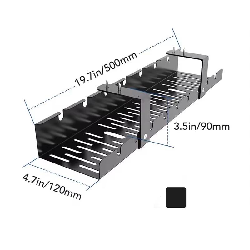 A03F-Metal Desktop Portable Storage Table Underwire Frame Undertook Cable Management Tray Insert Metal Wire Management Fixture