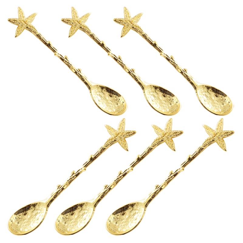 New Vintage Multiple Patterns Alloy Small Spoonfork Mini Royal Style Gold Carved Coffee Snacks Fruit Dessert Spoon Kitchen Tool