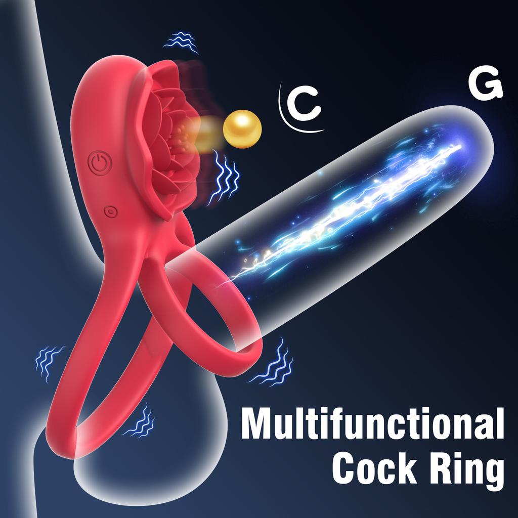 Wireless Remote Control Rose Horseshoe Ring Vibration Male Couple Resonance Masturbation Sex Adult Supplies