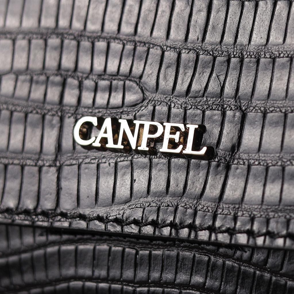 Stylische Clutch für Herren aus echtem Strukturleder mit Reptilprägung CANPELLINI 21563 Schwarz