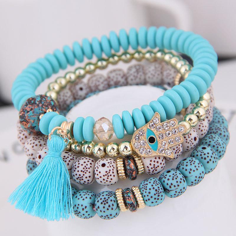 Nepal Bodhi Bracelet Ethnic Style Multi-Layer Bracelet Xizang Tourism Personality Beaded Tassel Jewelry Generation